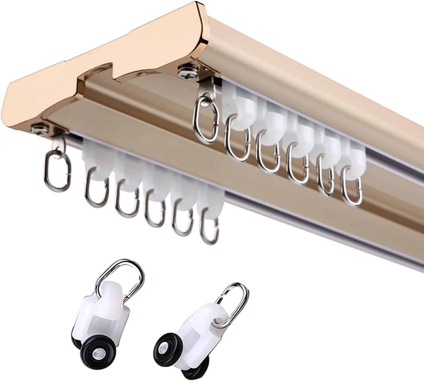 DLLDQBD Heavy Duty Double Row Curtain Track Ceiling Mounted Curtain Rods System Aluminum Sliding Rails For Curtains Bedroom Room Divider Hospital(Size:3.9FT/120CM,Color:B)