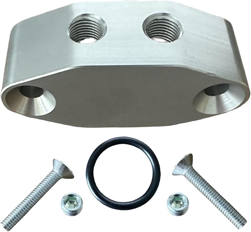 Placa adaptadora de porta de óleo LS Yokolos com alimentação dupla 1/8" NPT para motores GM LS – 1 unidade