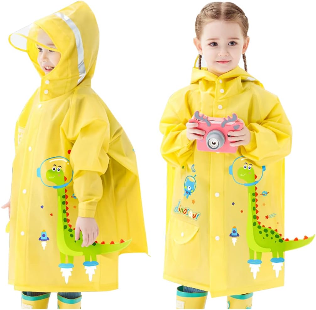 Kids Raincoats Waterproof Rain Jacket Hooded Rain Poncho Toddler Boys Girls Rain Suit Reusable Rainwear 2-8 Years
