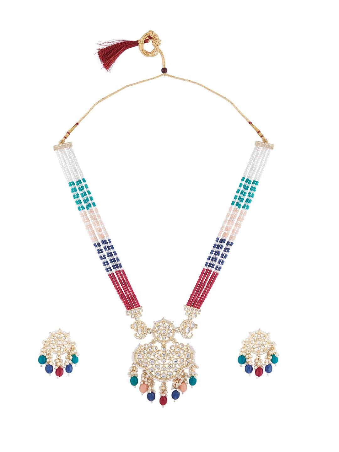 ZAVERI PEARLS Multicolor Beads Long Bridal Kundan Necklace & Earring Set For Women-ZPFK18488 (B0DBQGG8NB) Amazon Price History, Amazon Price Tracker
