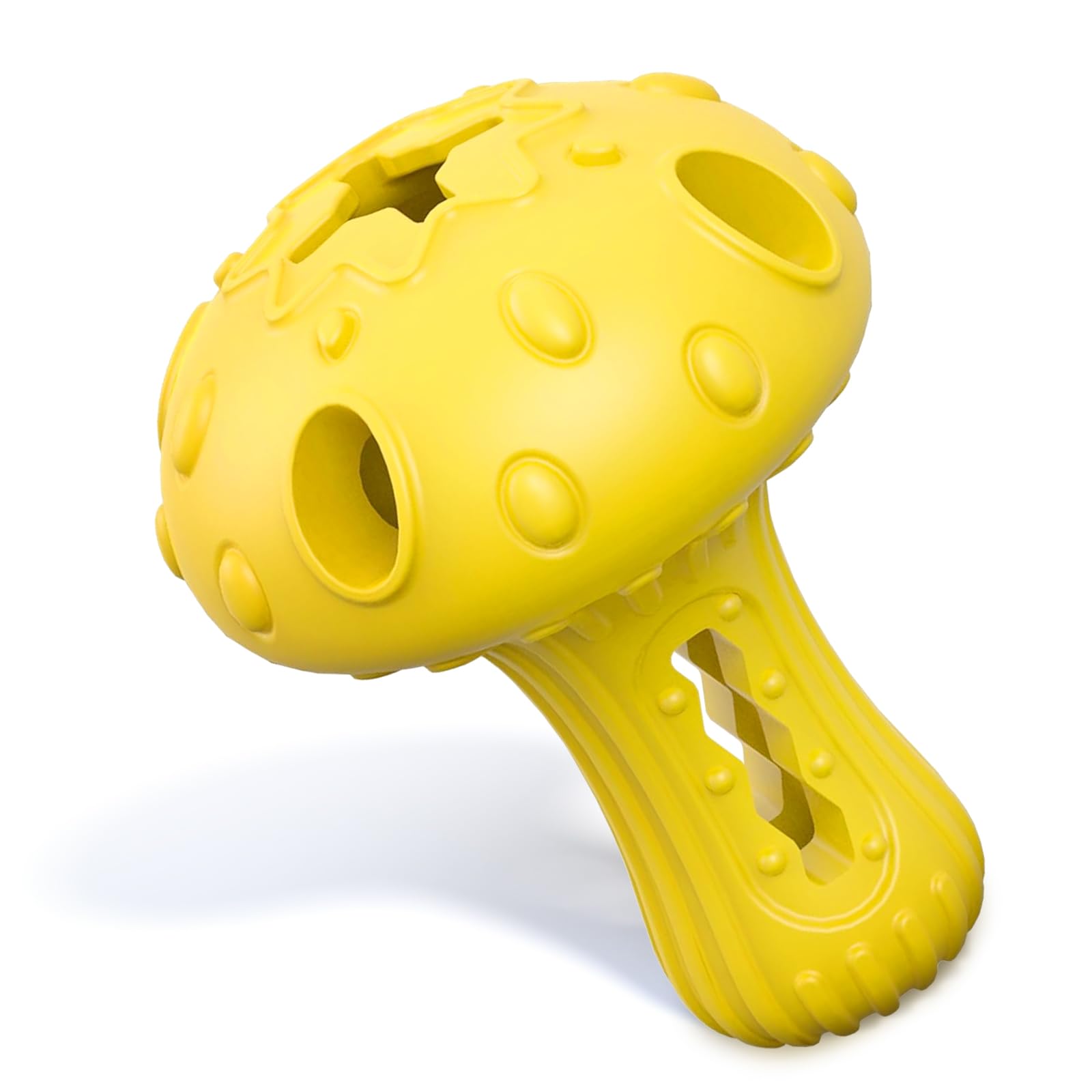 Juguete masticable para perros, juguete de rompecabezas dispensador de golosinas para estimular mentalmente, juguete de goma natural duradero para perros grandes y medianos (amarillo, 1