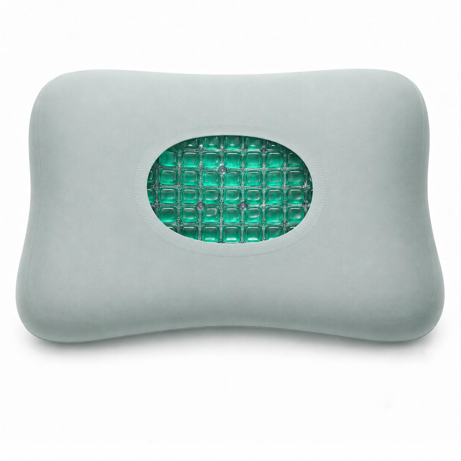 Cuscino Cervicale Ergonomico per Dormire in Gel Rinfrescante 60x40x10 cm | Guanciale Letto Traspirante con Federa Lavabile, Supporto Collo e Spalle per Fianco, per l'uso in casa.(Green)