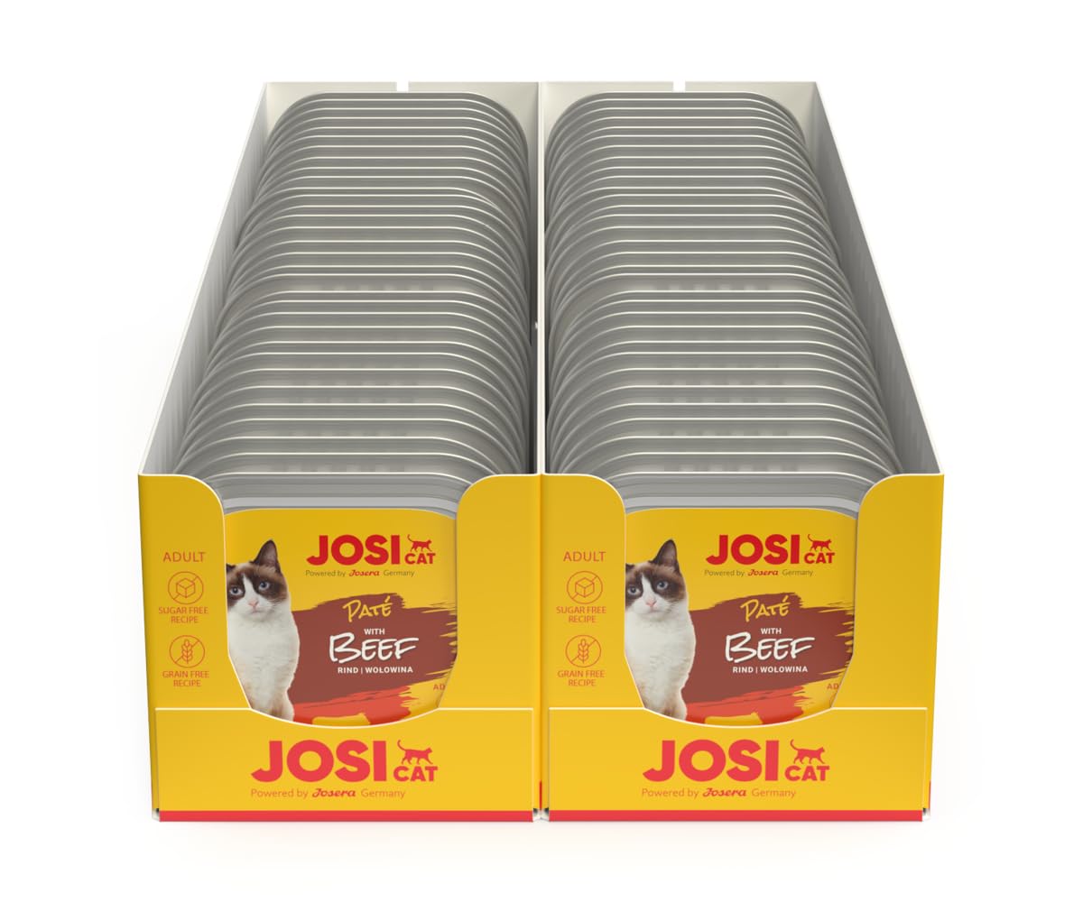 JosiCat Beef in Jelly (12 x 400 g) | graanvrij kattenvoer met rundvlees in gelei met vitamine D3 & E | premium natvoer voor volwassen katten | complete voeding | Powered by JOSERA | 12-pack