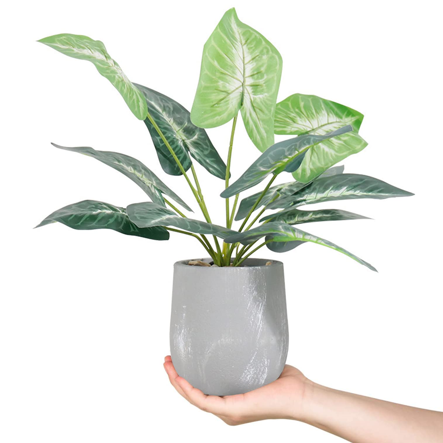 Angju 40cm Small Fake Plants Artificial Potted Greenery Plant for Office Desk Home Bathroom Decor