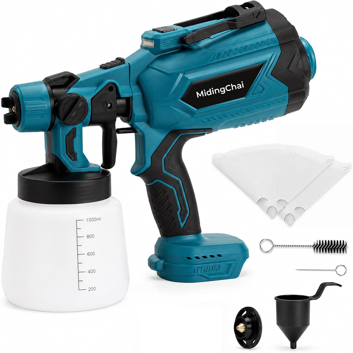 Pulverizador de pintura inalámbrico para valla con motor sin escobillas, compatible con Makita 18 V (batería no incluida), fácil de llenar lateral, pistola de pintura eléctrica ideal para