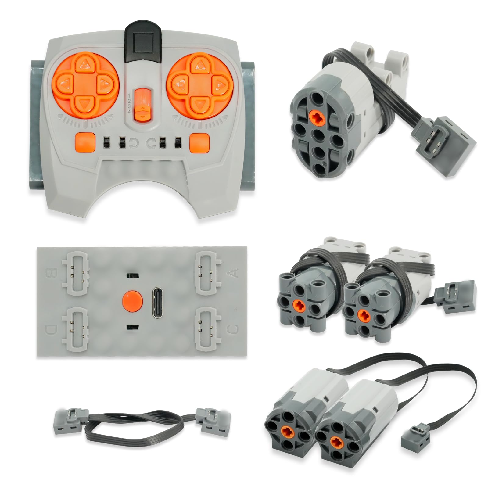 Power Functions Set, QIQIAZI 8 PCS Power Functions Servo Motor Kit, Motor Set with Servo Motor, 2.4GHz Remote Control, Battery Box, M/L Motor, Extension Wire Compatible with Major Brands