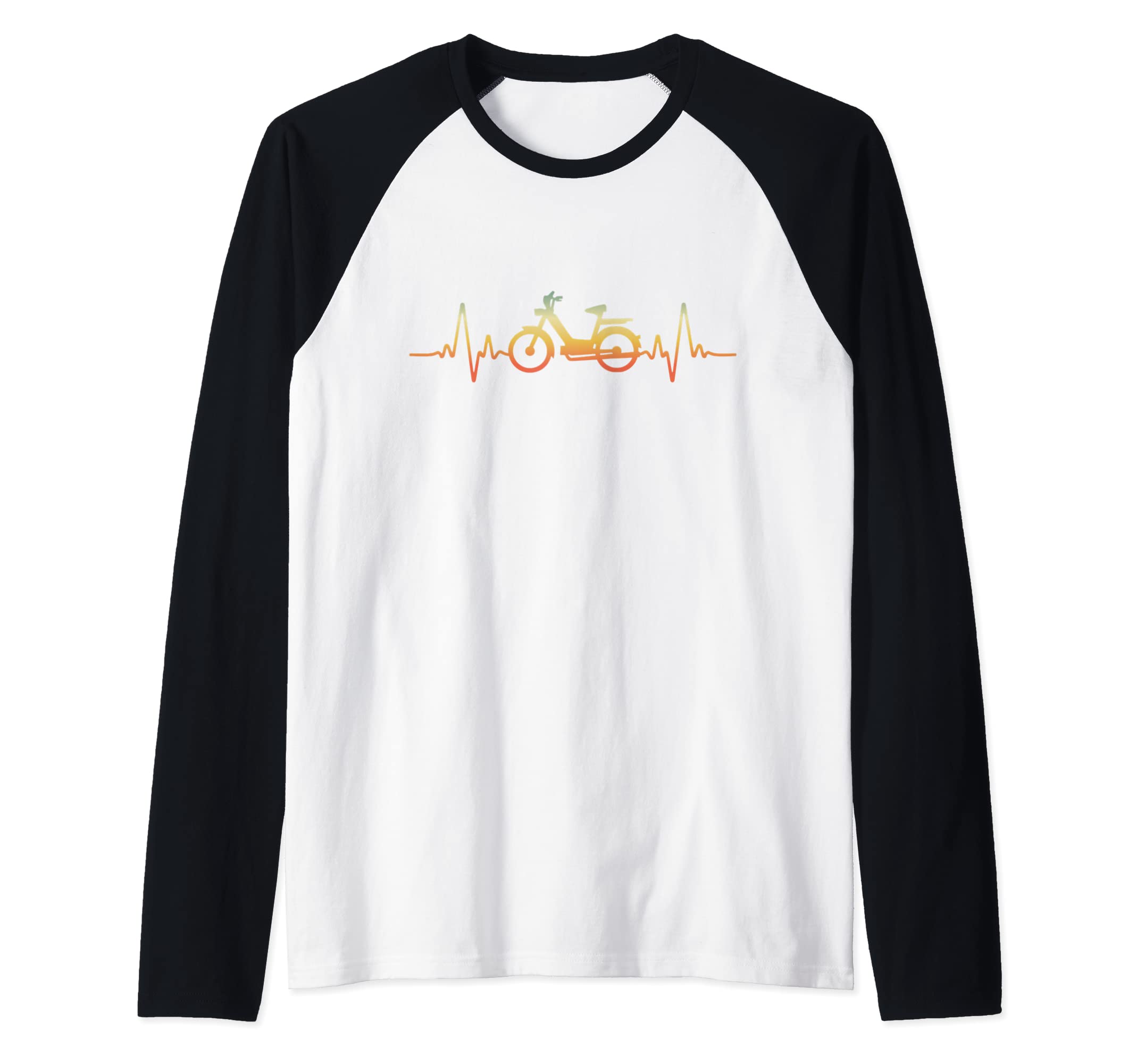 Retro Heartbeat Moped Scooter Vintage Raglan Baseball Tee