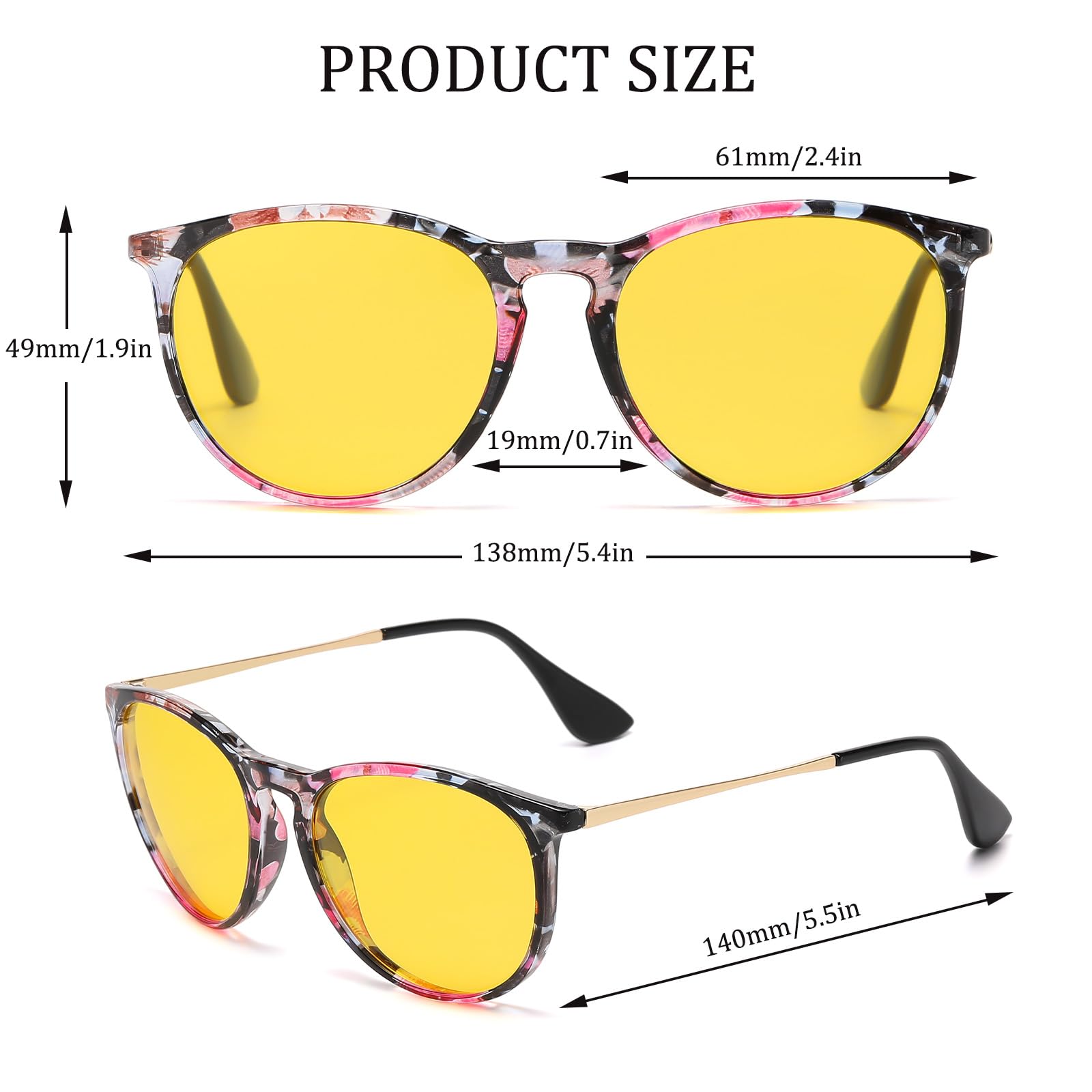 Nachtsichtbrille für Damen - Nachtfahrbrille für Autofahrer Autofahren Nacht gelbe Brille