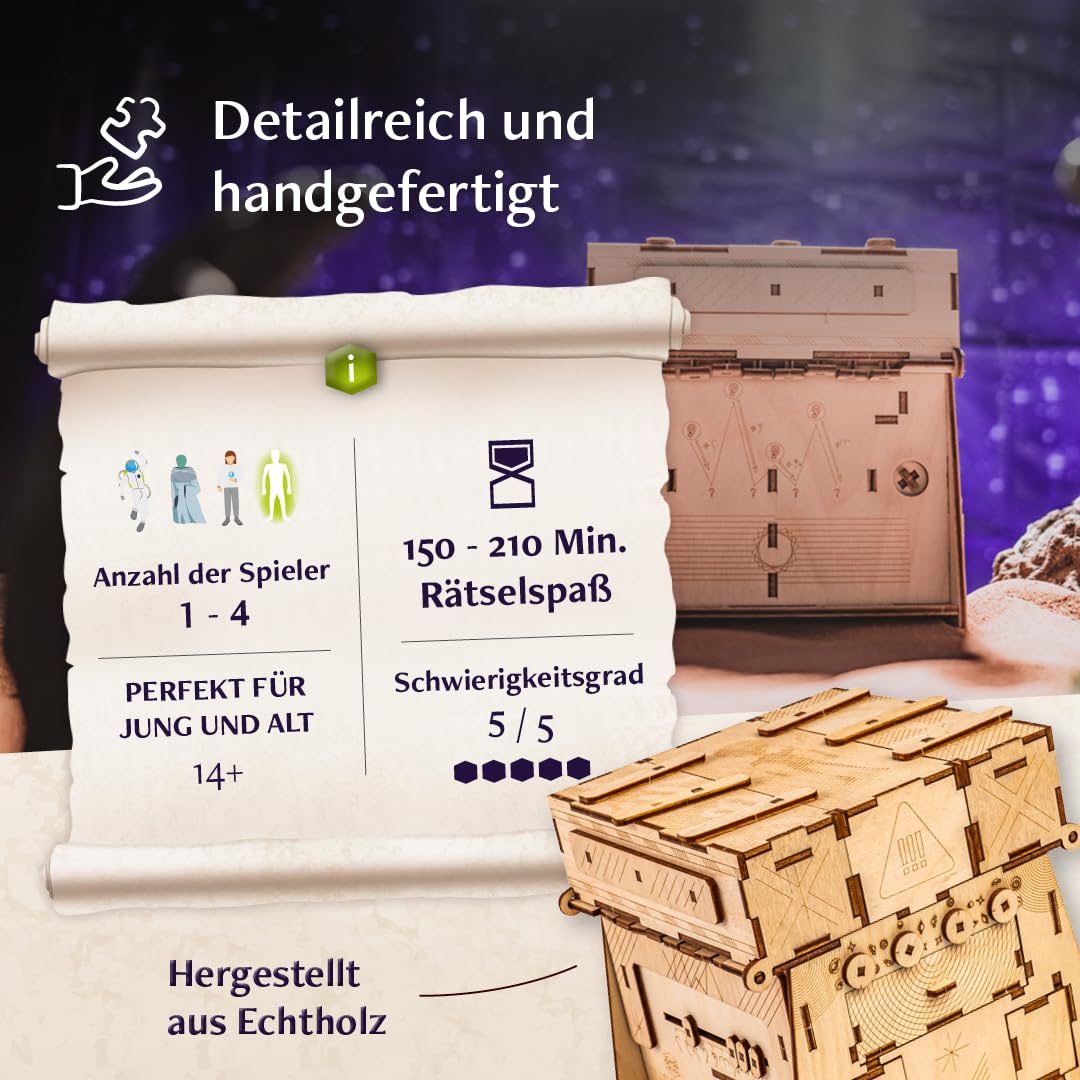 INSCAPE Cosmic Artifact - Cluebox - Level 5 sehr schwer - Rätselbox Holz - Puzzle Box - Escape Room Spiel Erwachsene - Knobelspiele - 3D Holzpuzzle - Denkspiele