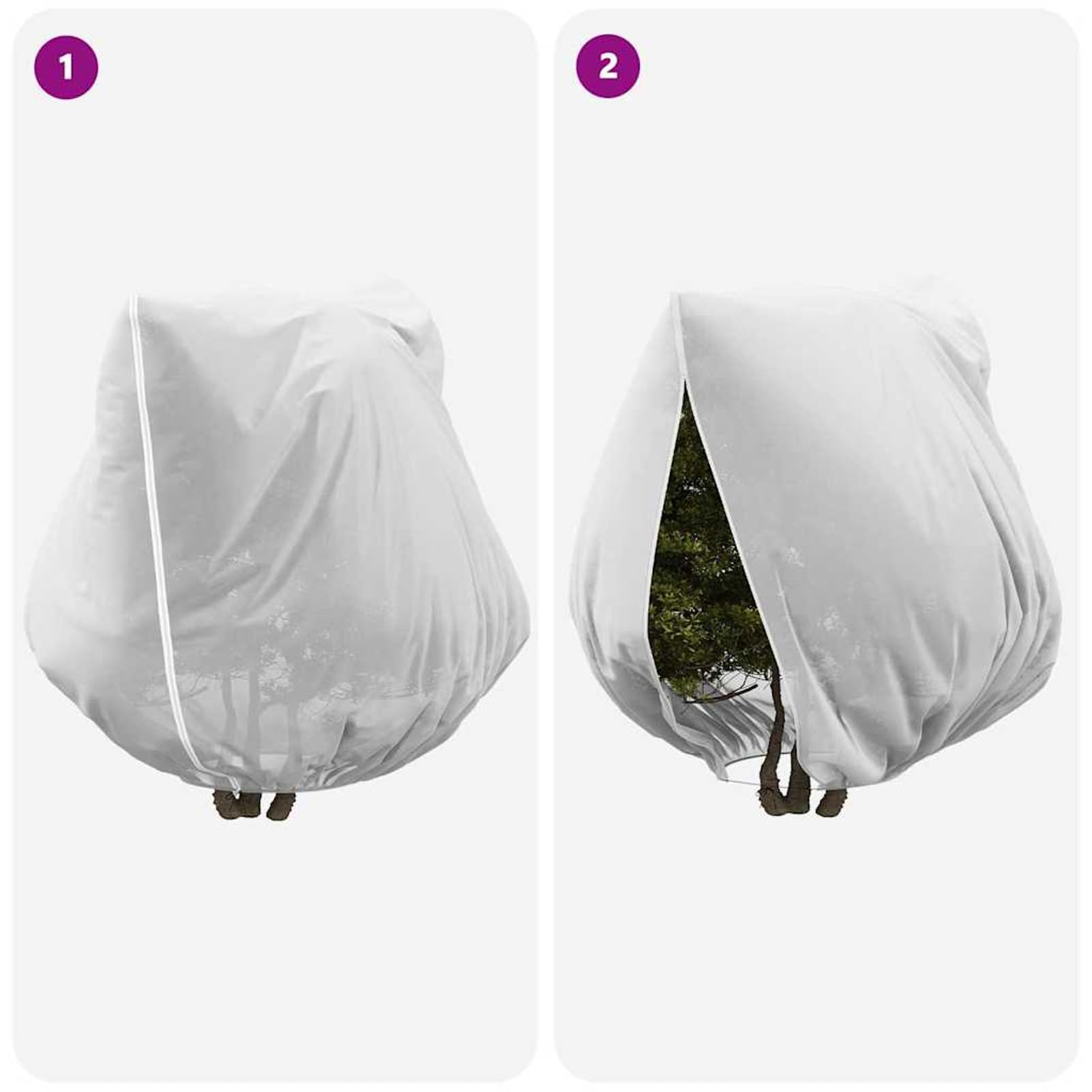 Geecher Copertura per Piante Antigelo, con Zip e Cordino alla Base, in Tessuto Non Tessuto, 2 x 2,36 m, per Giardino e Terrazza