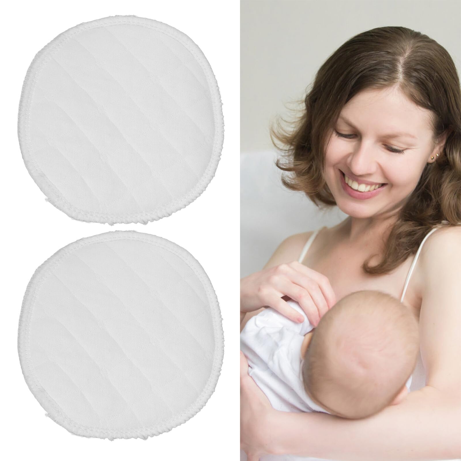 BESPORTBLE Coppette Assorbilatte in Cotone Lavabili per Allattamento, 20 Unitá Bianche, Morbide sulla Pelle, Assorbenti e Riutilizzabili per Uso Giorno e Notte