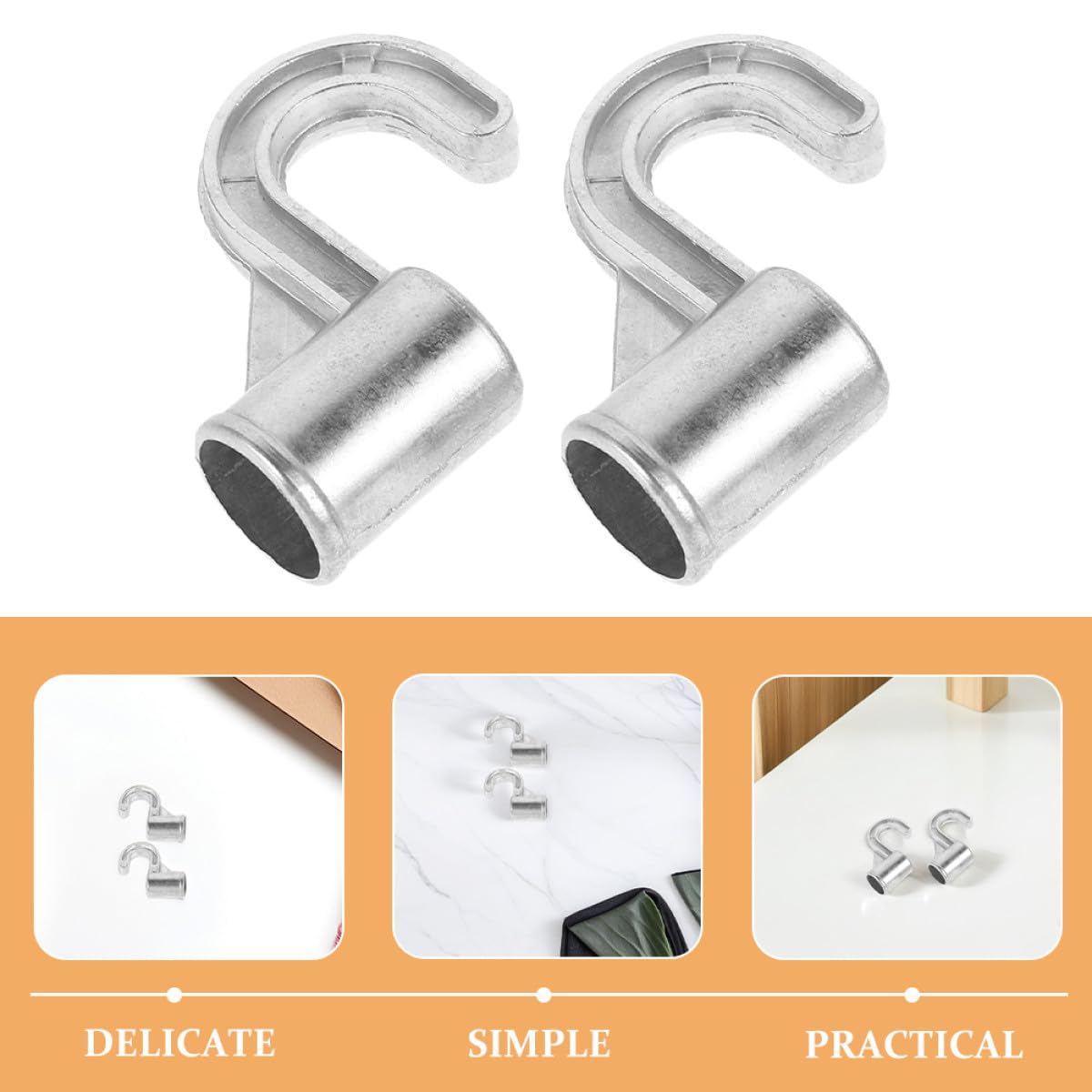 2 Ganchos Resistentes para Barra de Armario de Aleación de Aluminio de 18 Mm Diseño Seguro para Colgar Sombreros y Bolsas en Armarios o Habitaciones