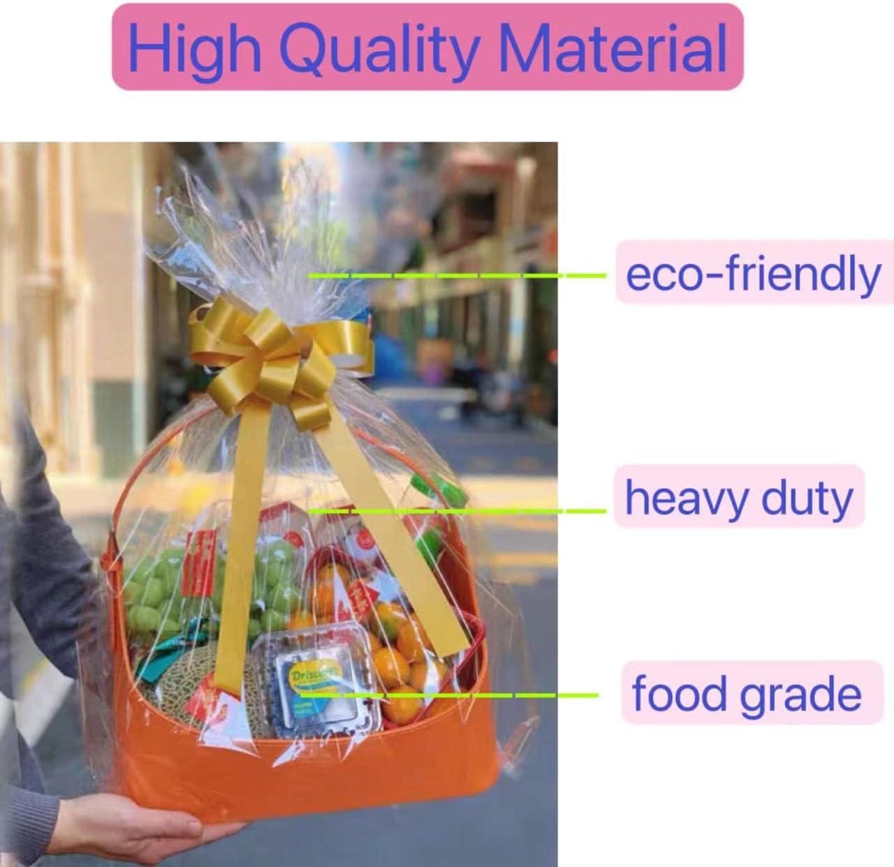 31.5”x100ft Cellophane Wrap Roll - Crystal Clear Cellophane Wrap for Gift Baskets - Clear Cellophane Bags large For Flower, Treats Gift Wrapping, Gift Baskets Wrap (31.5" fold into 16") : Health & Household