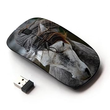 KawaiiMouse [ Optical 2.4G Wireless Mouse ] Pony Horse Mane Beautiful Animal Grey