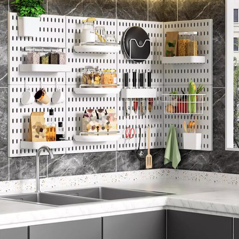 WIGING Pegboard Organizer Kit, Wall Mounted Computer Room Multifunctional Plastic Storage Holder with Accessories for Warehouse Workshop Craft Room Kitchen (Color : C)