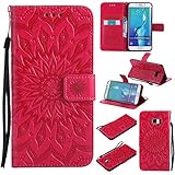 Galaxy S6 Edge Plus Case,Slim Durable PU Leather Shockproof Magnetic Cover Flip Stand Wallet Card Holder Xmas Birthday Gift for Girl Lady for Samsung Galaxy S6 Edge Plus -Sunflower Red