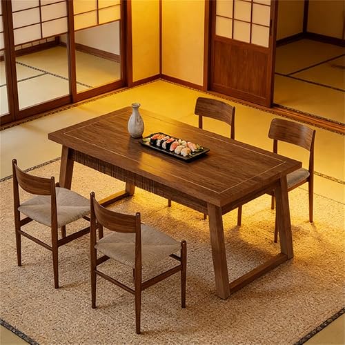 Miniatura 6 de Rectangular Dining Table with Drawer Solid Wood Legs (Just 1pcs Dining Table)