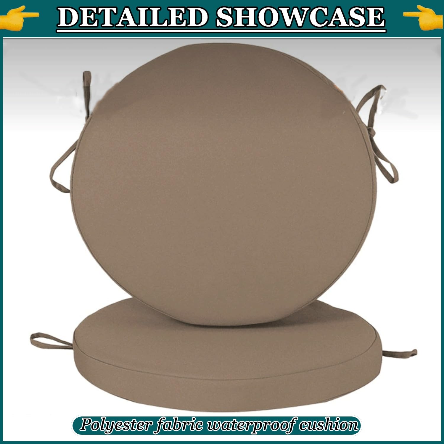 Set di 1/2/4 Cuscino per Sedia Rotondo Esterni, Spessore 5/8cm, Cuscini per Sgabello, Con laccetti, Impermeabili, Sfoderabili, Cuscini per Sedie for Interni ed Esterni, Giardino, Patio(G7,40x5cm/4pcs)