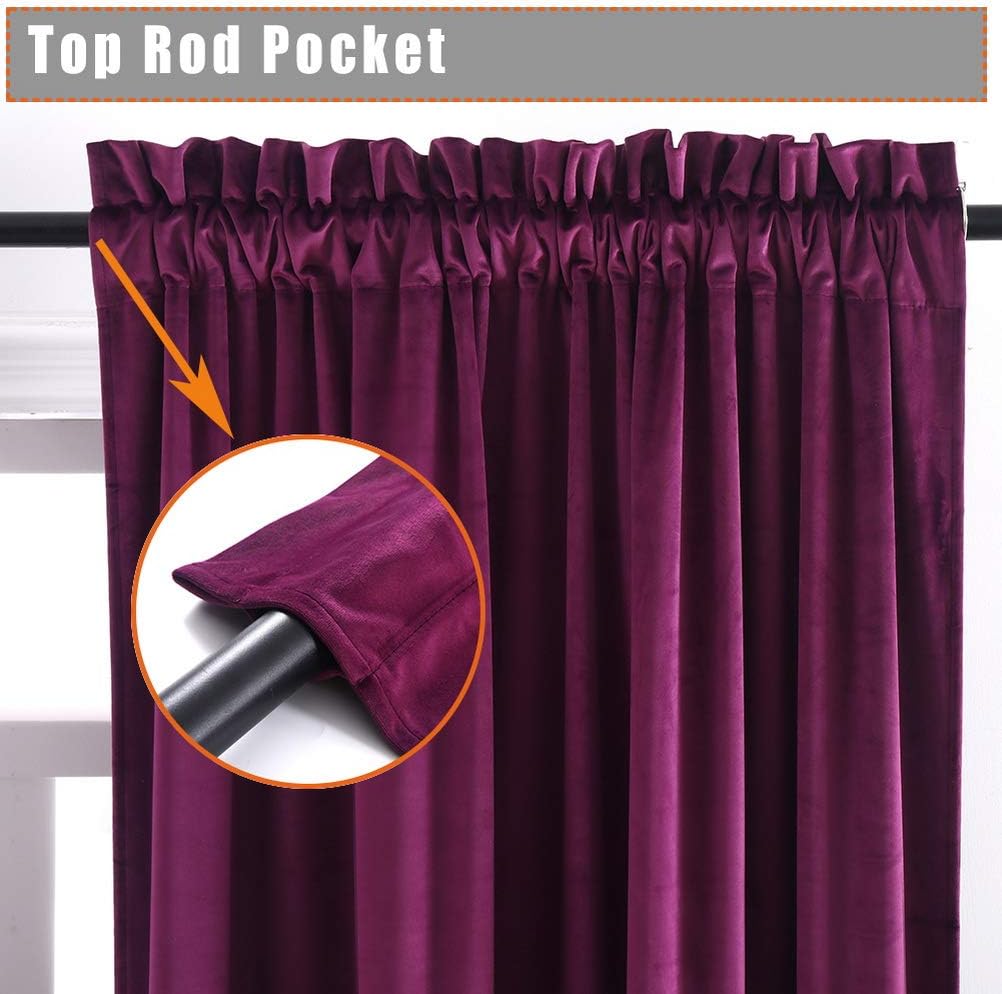 Suреr Dеаl Prоduсt Twin Six Velvet Curtains, Blackout Curtains with 2 Pillow Cases, Thermal Insulated Solid Heavy Rod Pocket Window Drapes for Living Room (Plum, 52x108,2 Panels) Bіg Sаlе Twin Six Velvet Curtains, Blackout Curtains with 2 Pillow Cases, Thermal Insulated Solid Heavy Rod Pocket Window Drapes for Living Room (Plum, 52x108,2 Panels)