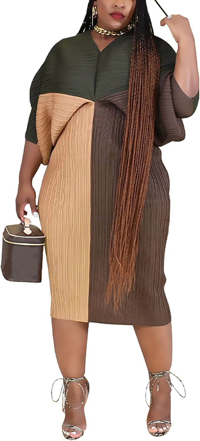 Women's Floral Print Pleated Long Dress Elegant Stretchy Flowy Ruched Midi Dress for Party Club