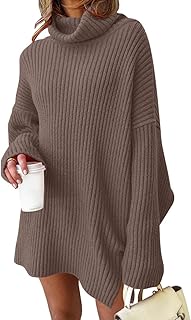 LILLUSORY Women's Oversized Sweater Dress Plus Size Knit Winter Turtleneck