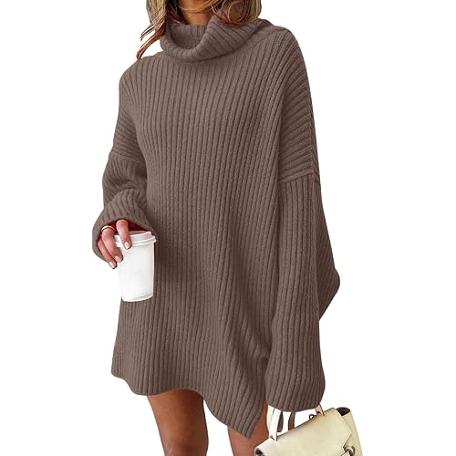 LILLUSORY Women's Oversized Sweater Dress Plus Size Knit Winter Turtleneck