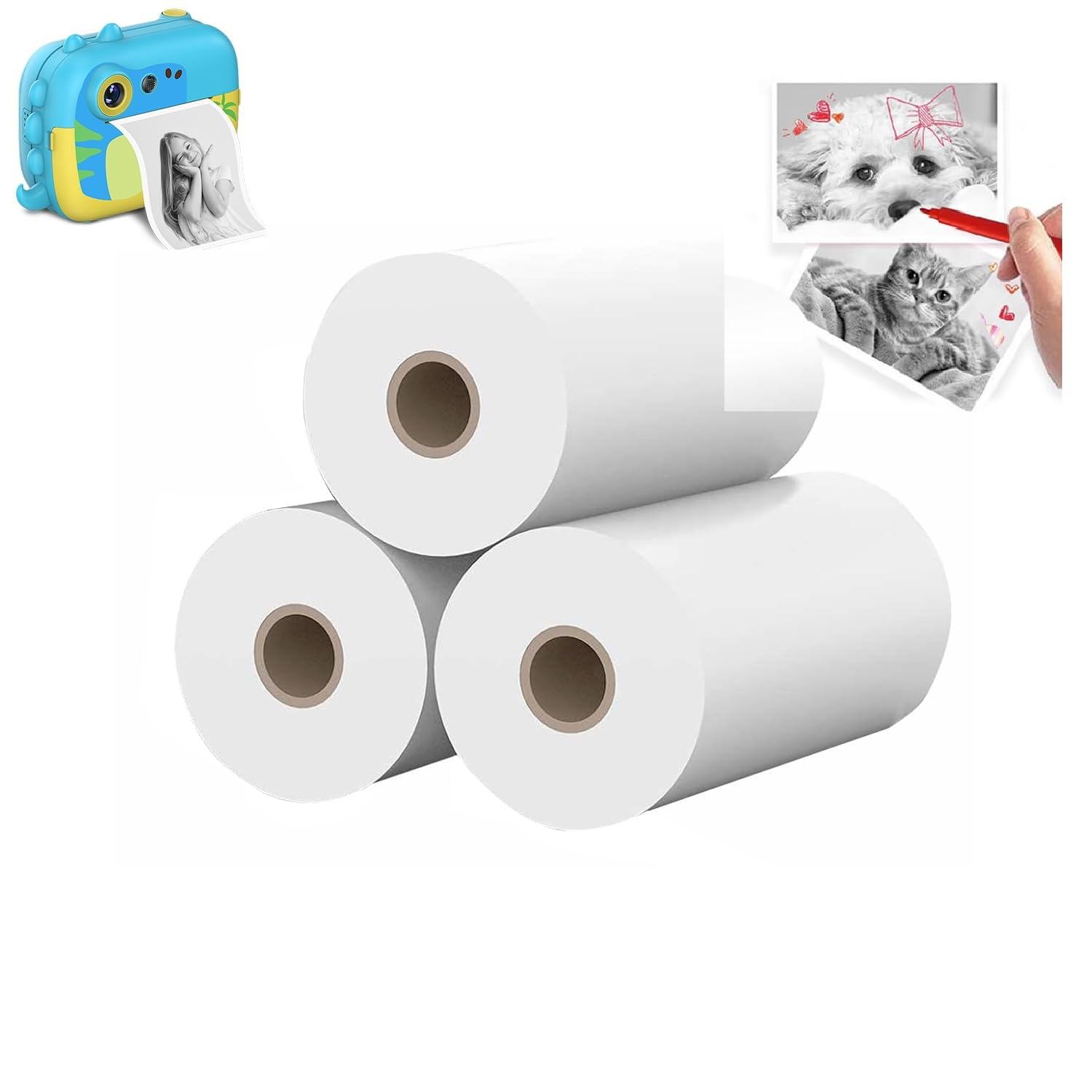 Thermal Paper Rolls for Digital Printing Camera, White, Compatible with Kids Instant Print Camera-image-49