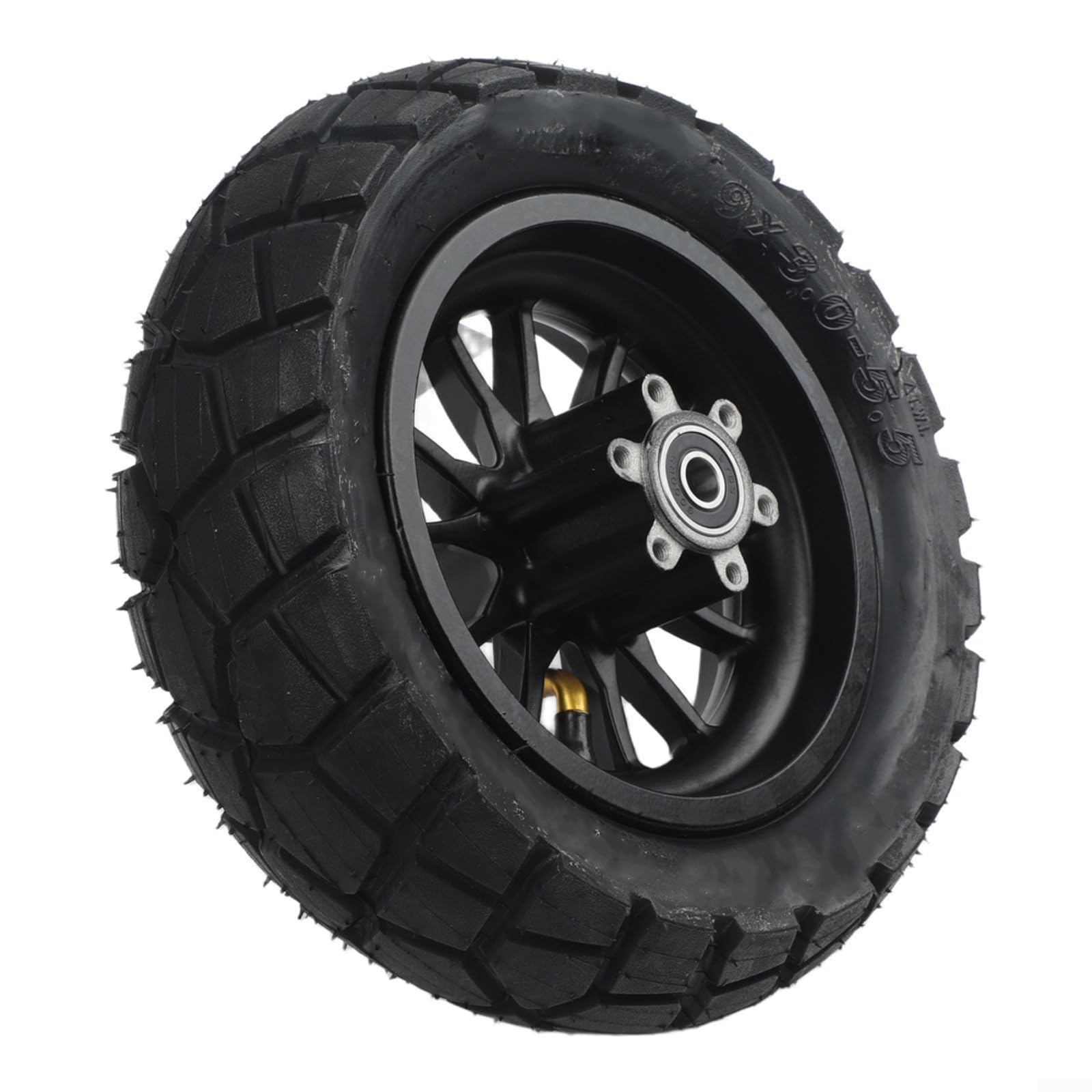 Roues de trottinette électrique, 9 x 3,0–5,5, pneus avant et arrière, kit de moyeu pour Kukirin G2 Pro DB de remplacement noir (roues + pneus noirs)