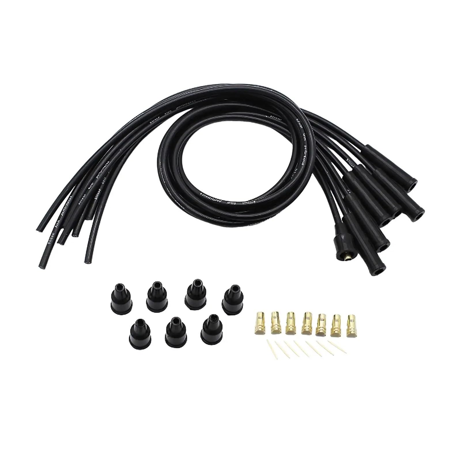 daili store 8mm czarne silikonowe przewody zapłonowe HT akcesoria samochodowe części zamienne kable do świec zapłonowych uniwersalne do 6-cylindrowych samochodów klasycznych