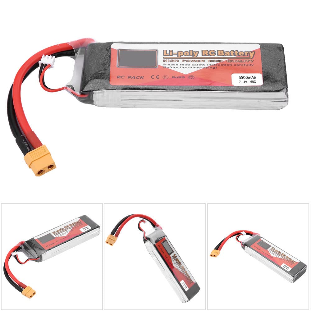 ZOP POWER 2S 7.4V 6000MAH Batteria Lipo Ricaricata Rapida per Dispositivi RC 4500MAH per Modello RC Hobbisti (7.4V 5500MAH 60C XT60)