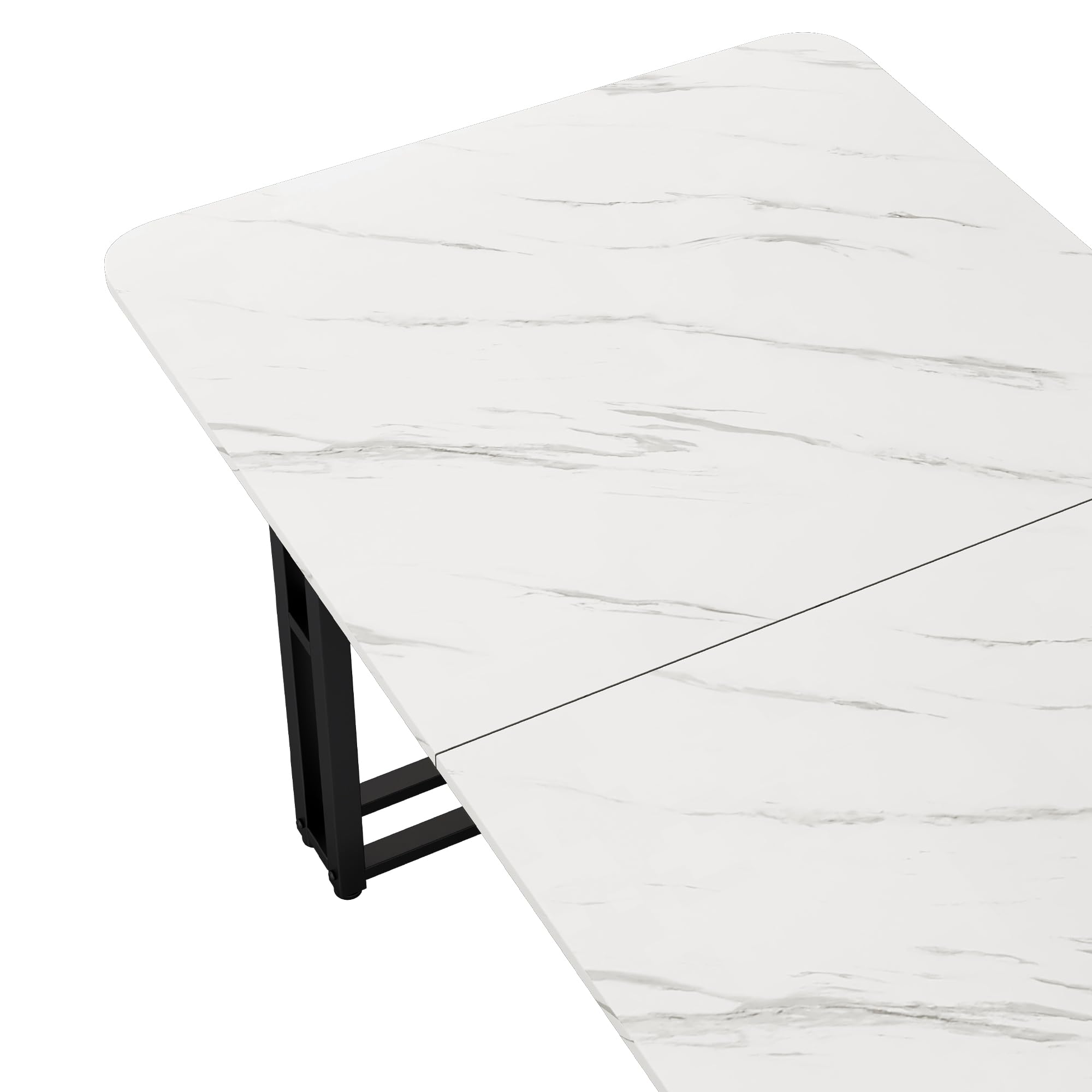 Luksusowy, lekki stół do jadalni, 140 x 80 cm, nowoczesny, prostokątny design, czarna metalowa rama, elegancki stół kuchenny z płyty MDF, do jadalni, salonu, idealny dla rodziny i gości