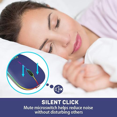 Miniatura 5 de COO Ratón inalámbrico, LED delgado modo dual (Bluetooth 5.1 y 2.4G inalámbrico) recargable LED inalámbrico con 3 DPI ajustables para iPad OS 13,