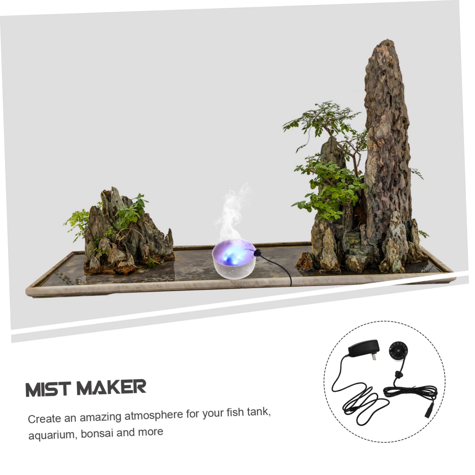 Levemolo Mist Maker Small and Portable Led Light Fish Accessory Waterproof Fogger for Indoor/