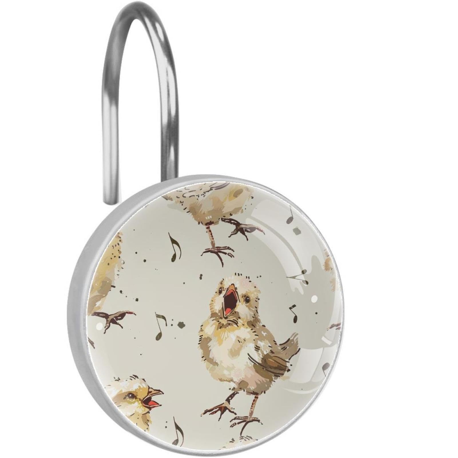 Crochets de rideau de douche anti rouille en inox et cristal rond