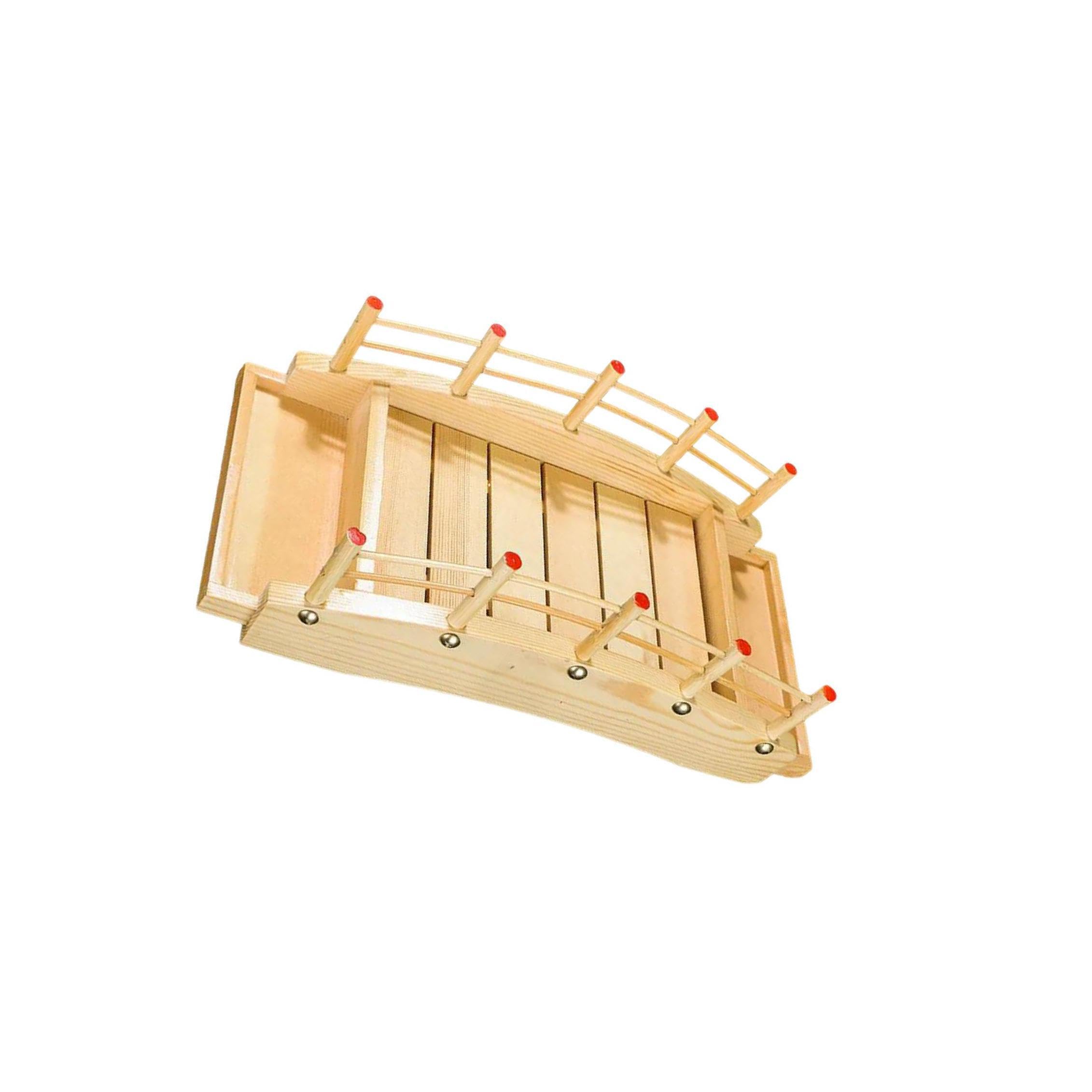 PIXZCSA Wood Sushi Bridge Tray for Creative Wooden Tray Container Handmade Sushi Bridge Serving Platter Celebrations Wood Serving Platter Pastry Dessert