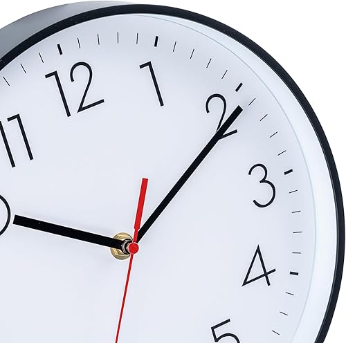 Miniatura 3 de Reloj de pared, moderno reloj de pared silencioso de 10 pulgadas, funciona con pilas, diseño simple, decorativo para sala de estar, oficina,