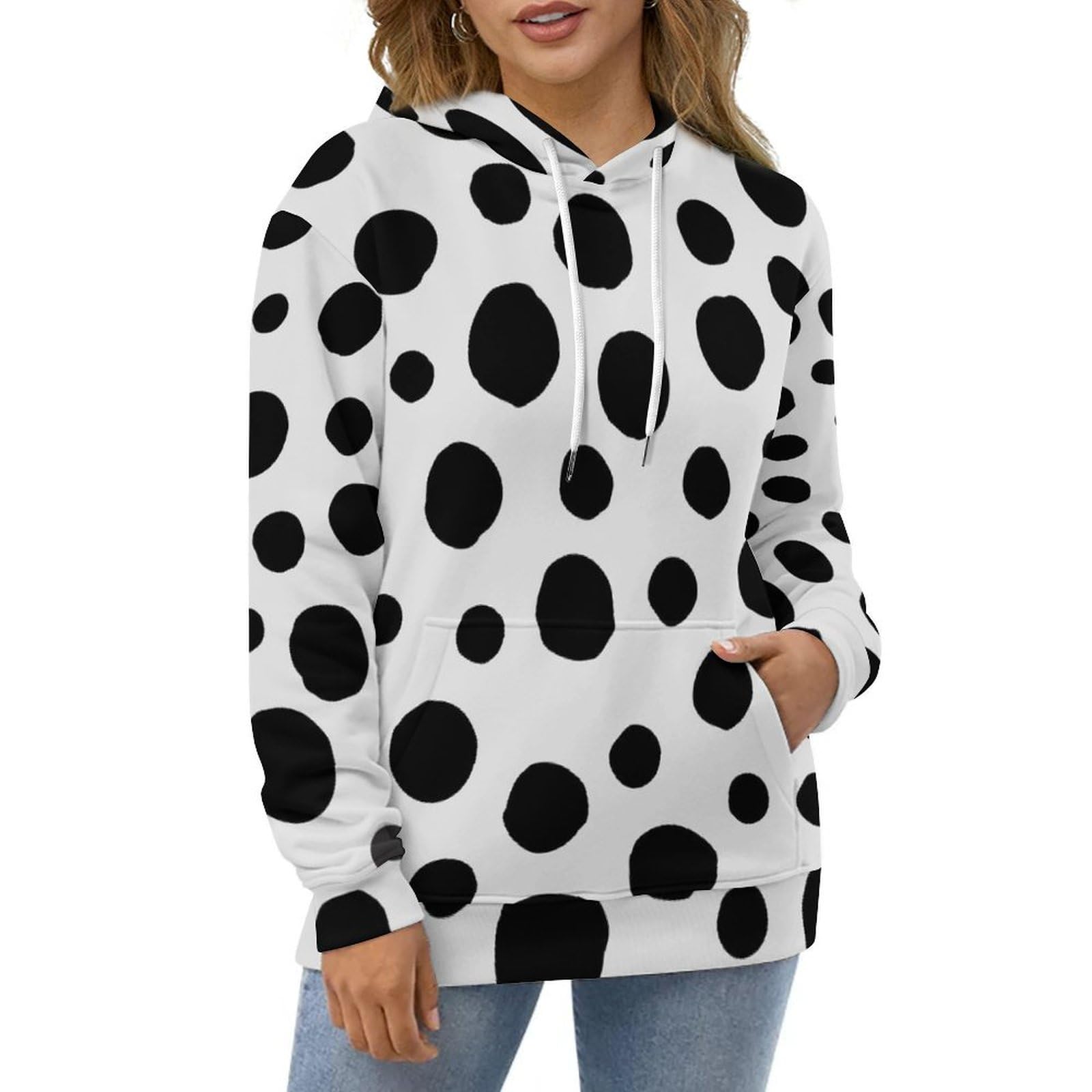 Amazon.co.jp: メンズ パーカー ダルメシアン柄 ドット柄 スウェット