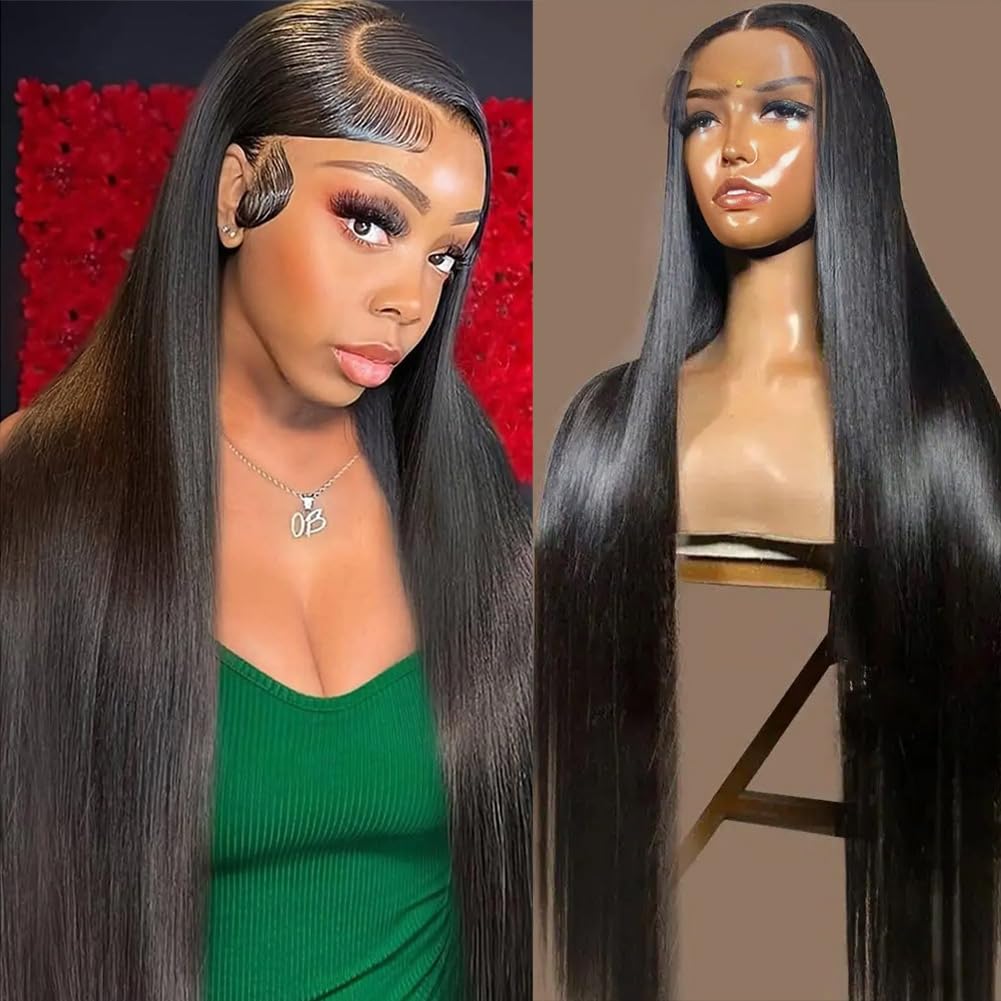 OWNROSE 13x6 Lace Front Wigs Human Hair 24 Inch Straight HD Lace Front Wigs for Women 200 Density Pre Plucked Glueless Wigs Human Hair with Baby Hair