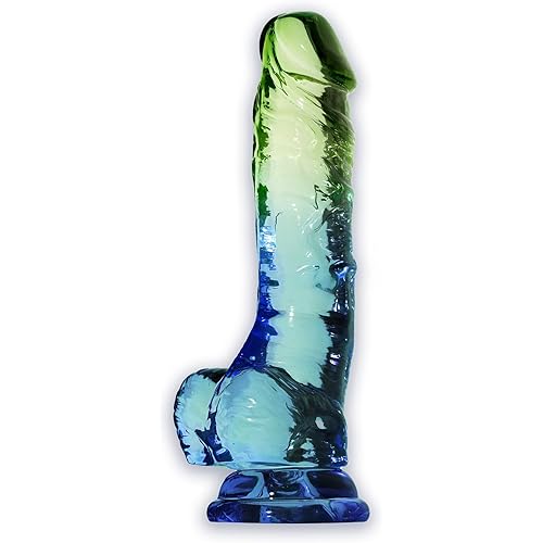 Adam & Eve Seaside Dreams Dildo, Realistic Soft Flexible Suction Cup, Lifelike Head and Veins, Hands Free Riding, Waterproof, Harness Compatible, Colorful Ombre Design, 7.5 Inch, Premium Pleasure Toy