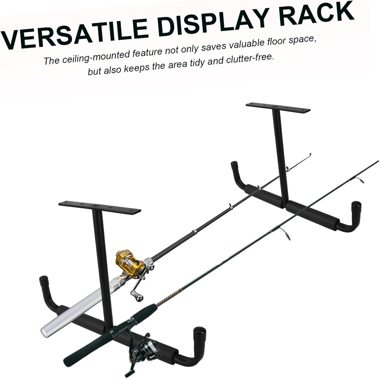 Alipis Garage Ceiling Mounted Storage Rack Heavy Duty Shaped Hook for Fishing Rods Bikes Tools Space Saving Multi Use Metal Display Rack for Garage Home Organization