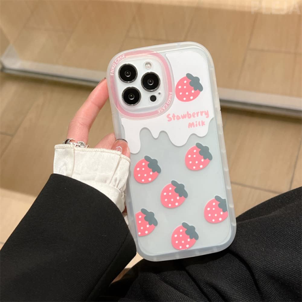 Pink Strawberry Cream Rounded Cute Phone Case for iPhone 13 Pro 12 11 Pro Max 7 8 Plus X XR XS Max Cover Soft Girls Cases,A,for iPhone13pro