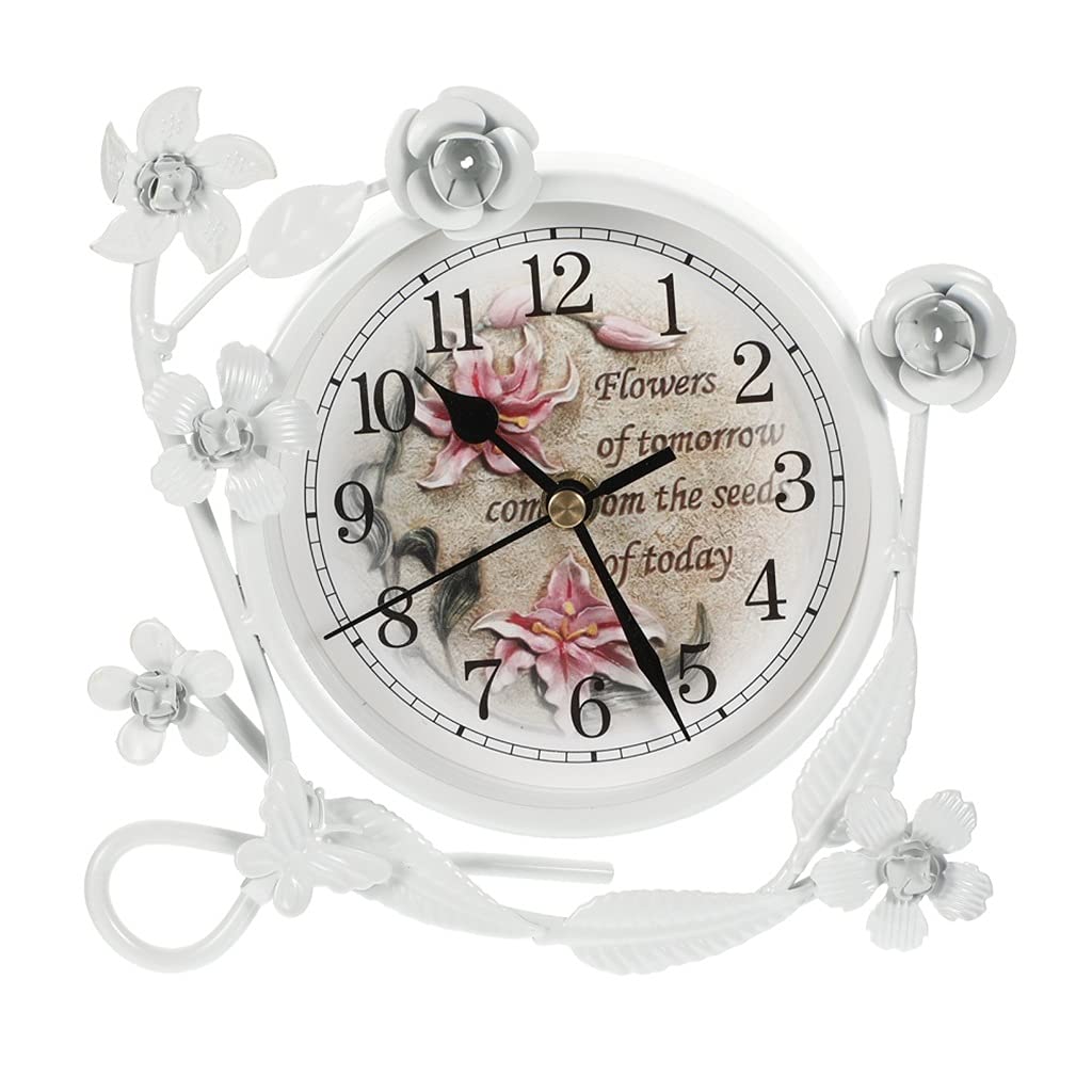Hrwly D 1Pc Vintage Clock Living Room Rustic Iron Art Table Esktop Ecor Pastoral Wrought Esk
