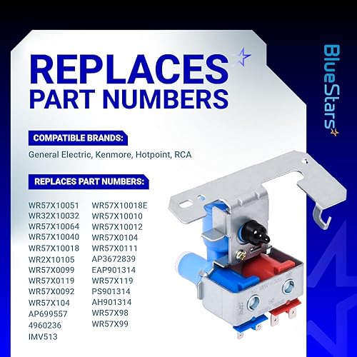 Miniatura 7 de BlueStars Válvula de solenoide dual para refrigerador WR57X10032 WR57X33326 Ultra Durable - Compatible con refrigeradores G.E - Sustituye a