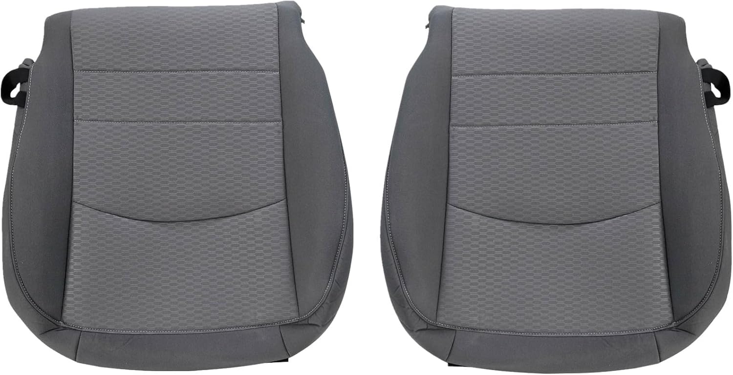 Driver and Passenger Bottom Cloth Seat Covers Gray Compatible with Dodge Ram 1500 2500 3500 4500 5500 2013 2014 2015 2016 2017 2018