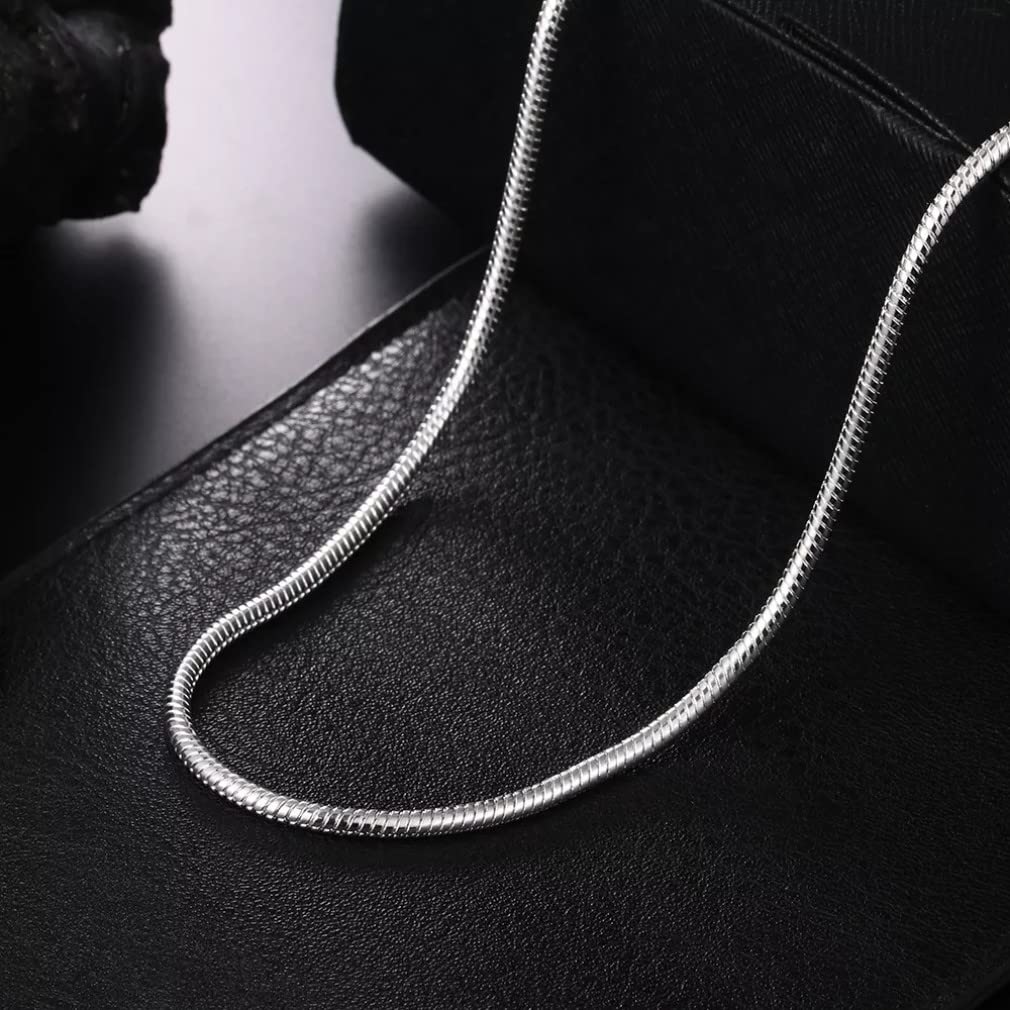 Collar de Cadena de Serpiente de Plata de Ley 925 de 1MM, 2MM y 3MM para Hombres y Mujeres, Regalo de joyería de Boda