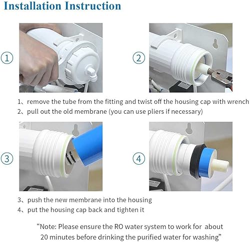 Miniatura 8 de Membrana RO de 0.0001 micras, cartucho universal de purificador de agua 3012-400 GPD elimina el 99% de los contaminantes en el agua, (paquete de 2)