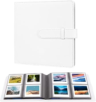 Ruibytree 288 Pocket Photo Album for Instax Square 3x3 Inch Photos,White | for Instax Square/Kodak Mini Shot 3 Photos; Faux Leather, Side-Loading Pockets For Wedding, Travel And Baby Memories