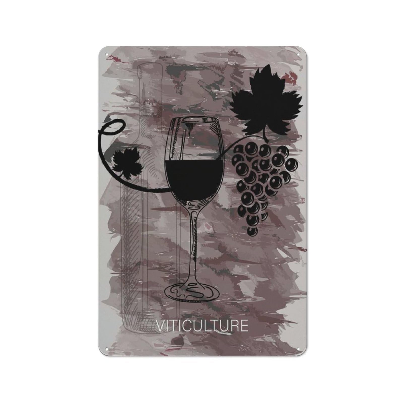 Vineyard And Wine Farmhouse Metal Sign 30x20cm, Rustic Cottage Wall Art for Cottage, Kitchen, Hallway Or Breakfast Nook
