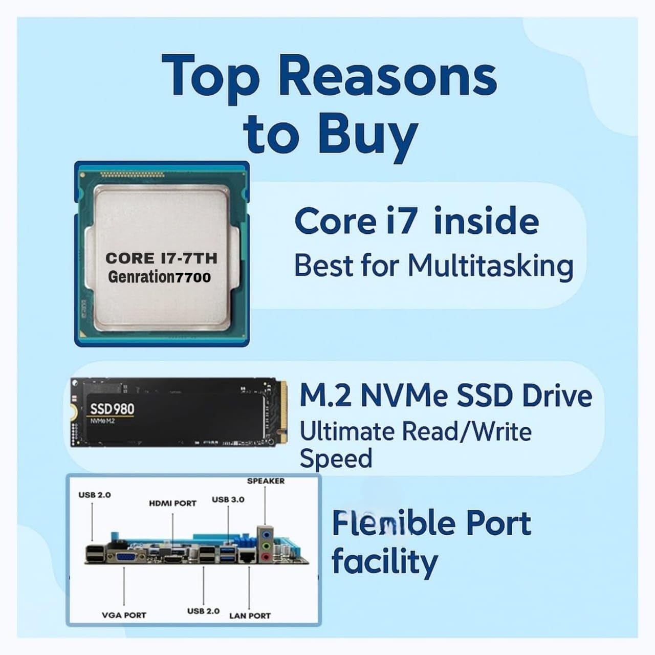 TECHSUPPORT Desktop CPU with Core-i7-7TH 7700 Generation 4.20Ghz