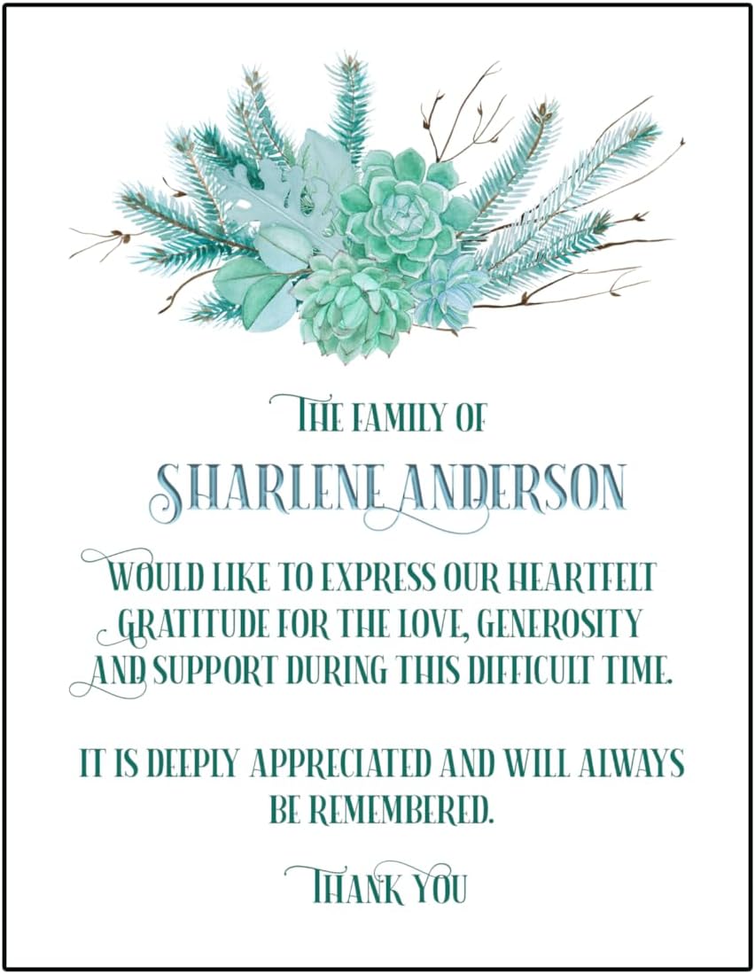 Sympathy Acknowledgement Cards, Funeral Thank You and Bereavement Notes Personalized with Envelopes